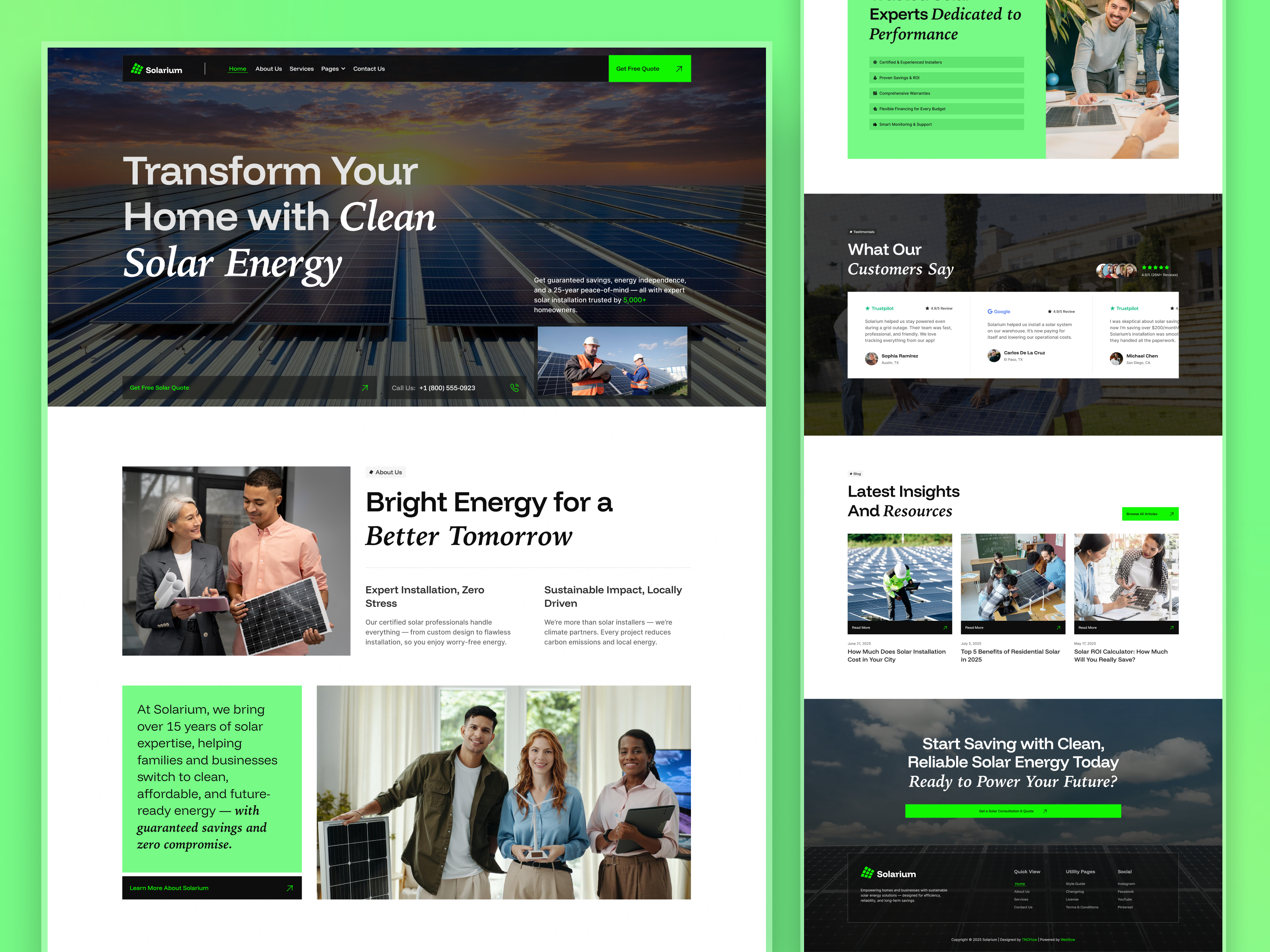 Solarium - Environment Website Template charity website clean ui climate change eco friendly environment website template environmental design landing page modern ui ngo website nonprofit renewable energy startup website sustainable design sustainable website ux design web design webflow template website template