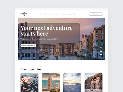 Wanderly - Travel Landing Page design interface landingpage ui ux uxui