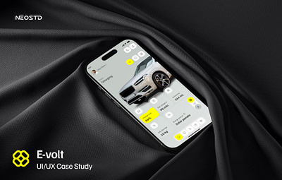 Case Study - E-volt car industry elegant ui flat design glassmorphism hybrid design minimal mobile sustainability ui usecase ux
