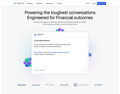 AI-Powered Financial Conversations – Moveo.AI Website Redesign ai chat chatbot conversational fintech fintechdesign generativeai redesign saas startup uidesign webdesign