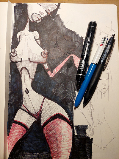Tina drawing figurative illustration marker pendrawing sketch