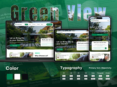 Clean & Modern Landscaping Website Design for GardenView animation ecommarce homepage design landing page mobile view prototyping service website ui user interface web view website