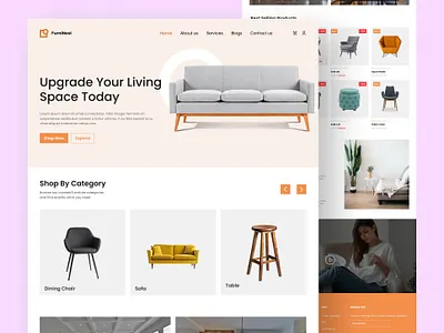 Modern E-commerce Furniture Landing Page | Clean & Minimal UI cleanui creativeui designsystem digitaldesign ecommerce figma furnituredesign interiordesign landingpage minimaldesign moderndesign onlinestore productdesign responsivedesign shopdesign uiinspiration uiux userinterface uxdesign webdesign