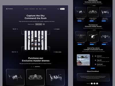 DroneRush Landing Page Design Using Figma drone dronecamera figma landing page design ui design user experience