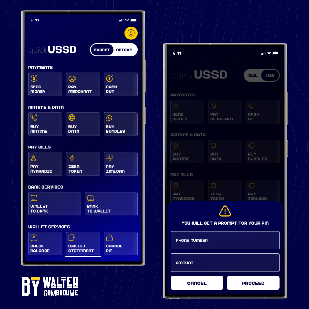 quickUSSD App Concept appdesign branding harare ui ux zimbabwe