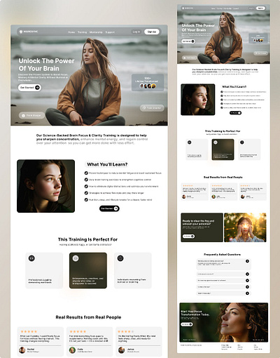 Cognitive Clarity Landing Page Design brain power branding clarity system cognitive performance design figma focus framer illustration landing page memory mindfulness neuroscience personal growth productivity ui uiux web design website design wellness