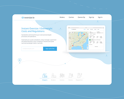 Web site for service for oversize logistics landing page logistics logtech ui ux web design