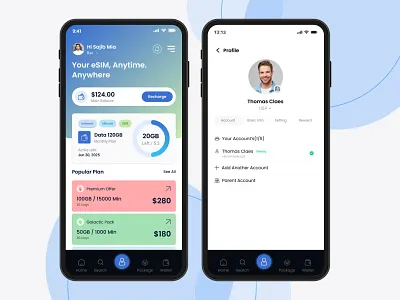 eSim Mobile App UI Design app design app ui clean design esim landing page mobile app mobile app landing apge mobile ui mordern design product design profile ui ui design uiux uiux design ux design visual design web design website design