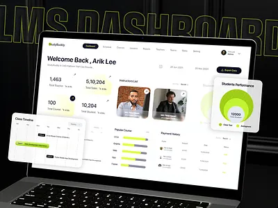 StudyBuddy - Learning Management Dashboard UI Design admindashboard analyticsdashboard cleanui dashboarddesign datavisualization edtech educationapp learningmanagementsystem lms moderndesign ovious.stuio productdesign studentportal uidesign uiux uxdesign webappdesign