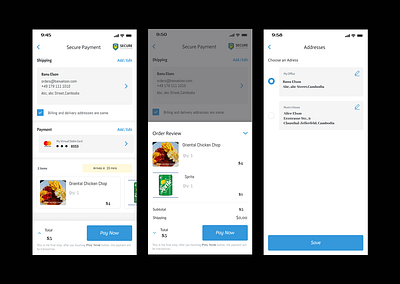 Checkout Flow Screens ui