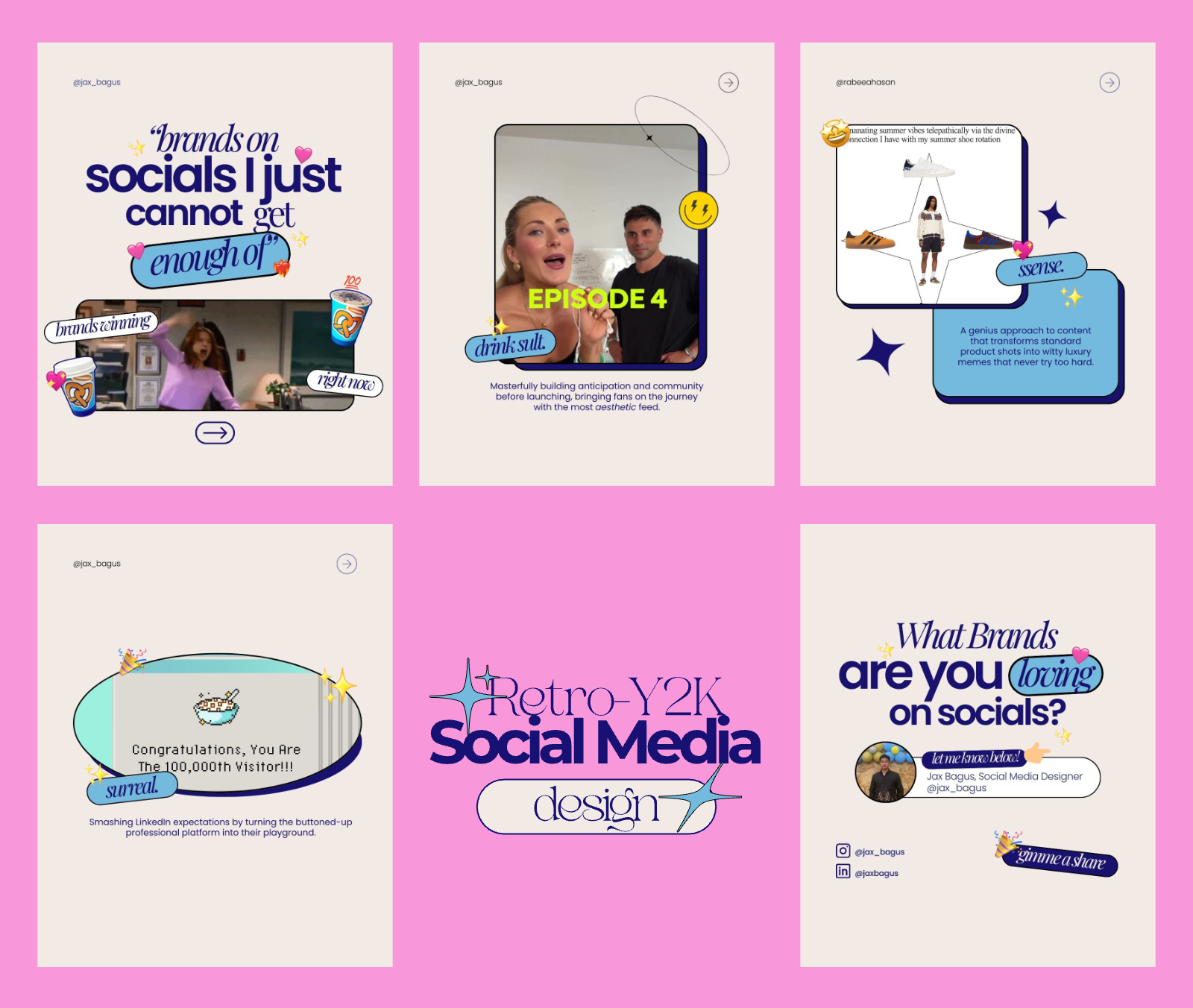 Retro Y2K Social Media Carousel Design aesthetic feed