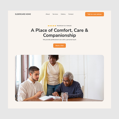 ELDERLY CARE HOME LANDING PAGE carehome elderlycarehome graphic design landing page design ui ui design