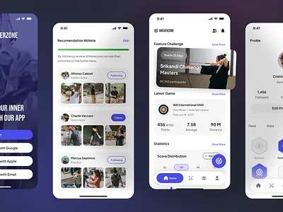 Archerzone - Archery mobile app achievement app archer archery clean competition design event illustration medals minimal score sport stats tournament ui ux