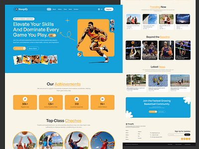 Basketball Landing Page Design basketball basketball app basketball design basketball landing page basketball poster basketball ui basketball web design creativeui figmadesign game design mobileappdesign productdesign sports app ui sports branding sports design sports landing page sports website uiuxdesign userexperience webdesign