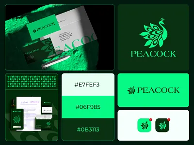 Peacock logo and branding design brand design brand identity branding creative futuristic design green illustration logo design logo designer logos luxury minimal logo modern logo peacock peacock logo