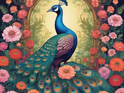 Peacock Elegance – AI Art Collection cultural artwork