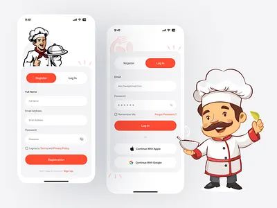 Food Delivery App - Registration & Sign In Screen design app design delivery app design food food app food delivery food delivery app mobile mobile app mobile app design mobile design restaurant restaurant app ui ui design ux