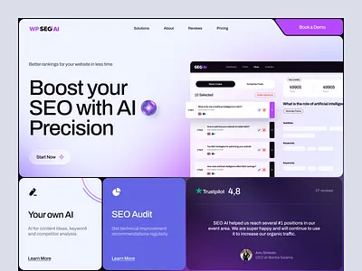 Website for an AI Product ✦ WP SEO AI design interface product service startup ui ux web website
