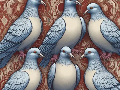 Elegant Pigeon Pattern – Stylized Bird Illustration Design animation artistic background