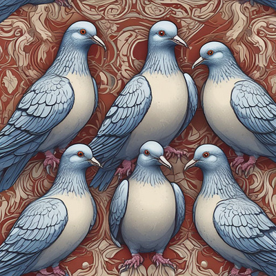 Elegant Pigeon Pattern – Stylized Bird Illustration Design animation artistic background