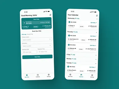 Shuttle App – Employee Ride Management bus design digital design figma graphic design ios mobile app mobile design order product design ride schedule transport trip ui user experience user interface ux uxui visual design