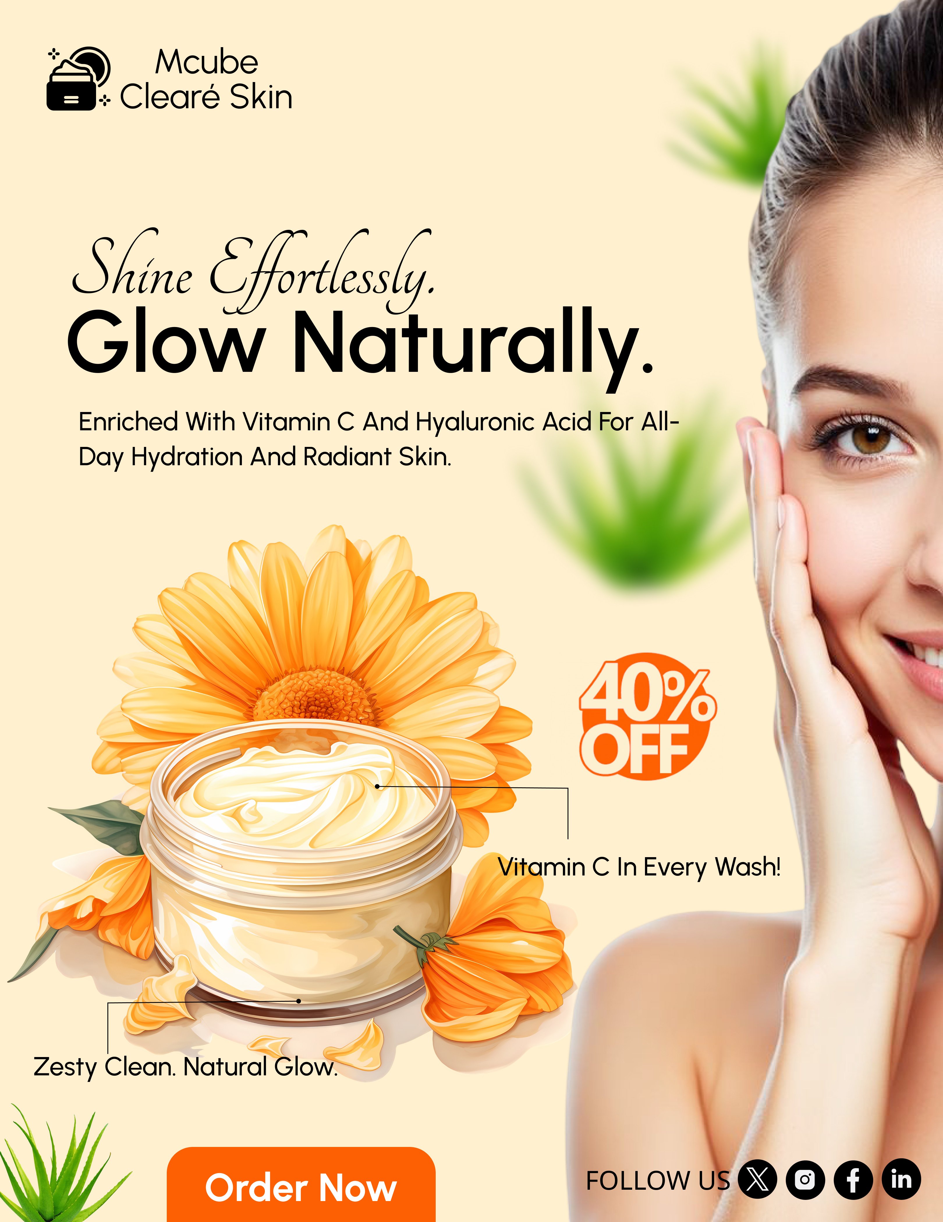 Face Cream Skincare & Beauty Poster Design 3d animation beauty brand advertising branding design figma graphic design illustration logo motion graphics ui website
