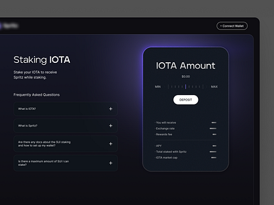 Stacking Platform UI card crypto dark exchange faq glow iota purple skeuomorphism staking swap ui web3