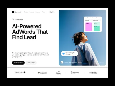AI Startup - Landing Page agency ai ai product ai startup ai startup website ai website landing page landing page design product design saas saas landing page saas website typography ui user experience ux web web design website design