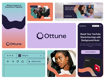 Brand Identity & Website Design for Ottune 3d icon brand designer brand guidelines brand identity brandbook branding branding music colorful branding colorfull branding digital media gradient landing music logo logo design logo music mint naming orange orange and navy