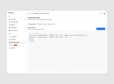 Embedded Blocks code code blocks css blocks dashboard dashboard ui embed git product design saas