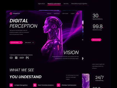 Computer Vision Dark Futuristic Landing Page about us ai ai landing page ai web design ai website artificial intelligence blog card dark dashboard ecommerce futuristic futuristic website gradient tech landing page tech website technology website