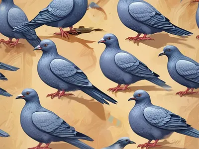 Seamless Pigeon Pattern Illustration – Elegant Bird Design creative artwork