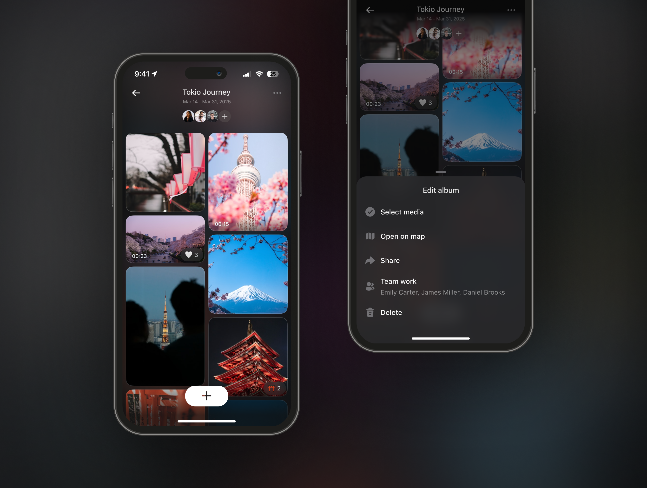 Capture and Share Travel Memories Together bottom sheet collaboration concept creative friends ios app memories mobile design nav bar photo album share tap bar travel video