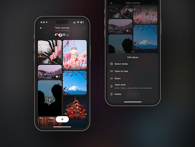 Capture and Share Travel Memories Together bottom sheet collaboration concept creative friends ios app memories mobile design nav bar photo album share tap bar travel video