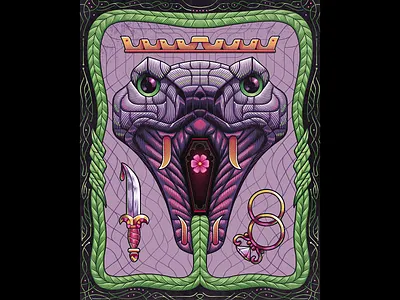 The Three Snake Leaves adobe brothergrimm darkfantasy diamond fairytale flower grimm illustration illustrator knife leaves line muti pattern photoshop purple ring snake snakeeyes