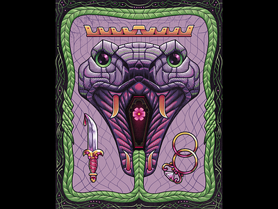 The Three Snake Leaves adobe brothergrimm darkfantasy diamond fairytale flower grimm illustration illustrator knife leaves line muti pattern photoshop purple ring snake snakeeyes