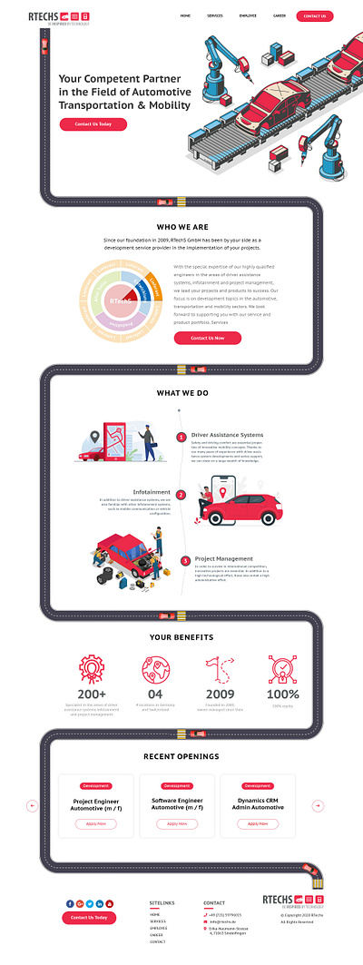 RTechs – Automotive Engineering Website branding graphic design ui
