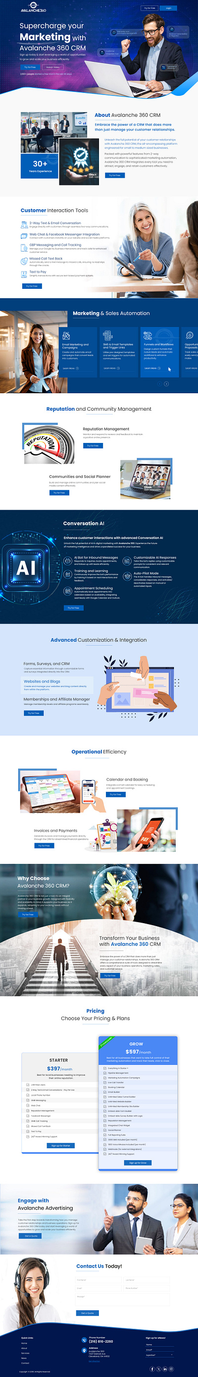 Avalanche CRM – Modern Landing Page branding graphic design ui