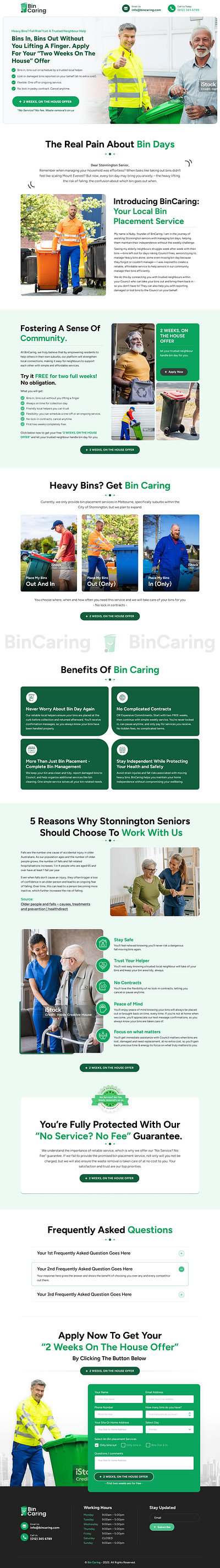 Bin Management Service Landing Page branding graphic design logo ui