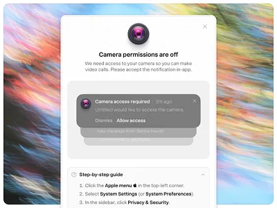 Camera permissions — Untitled UI modal modern ui popup product design ui design user interface