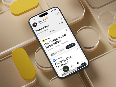 Jobify - Job Finder Mobile App Design 3d mockup app app design app home page design freelance app hiring interaction job details job finder job finder app mobile mobile design modern app ui recruitment app ui ui ux design uiux designer ux vacancy