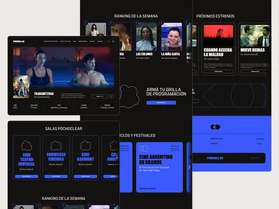 Pochoclear - Website cine cinema design film movie movies program showcase ui ux web website