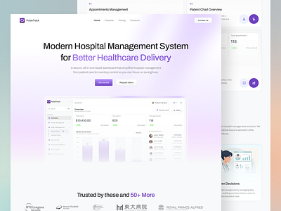 PulseTrack - Saas Landing Page clean clinic dashboard clinic platform hospital dashboard hospital platform landing page minimalist saas saas dashboard saas landing page saas website web design