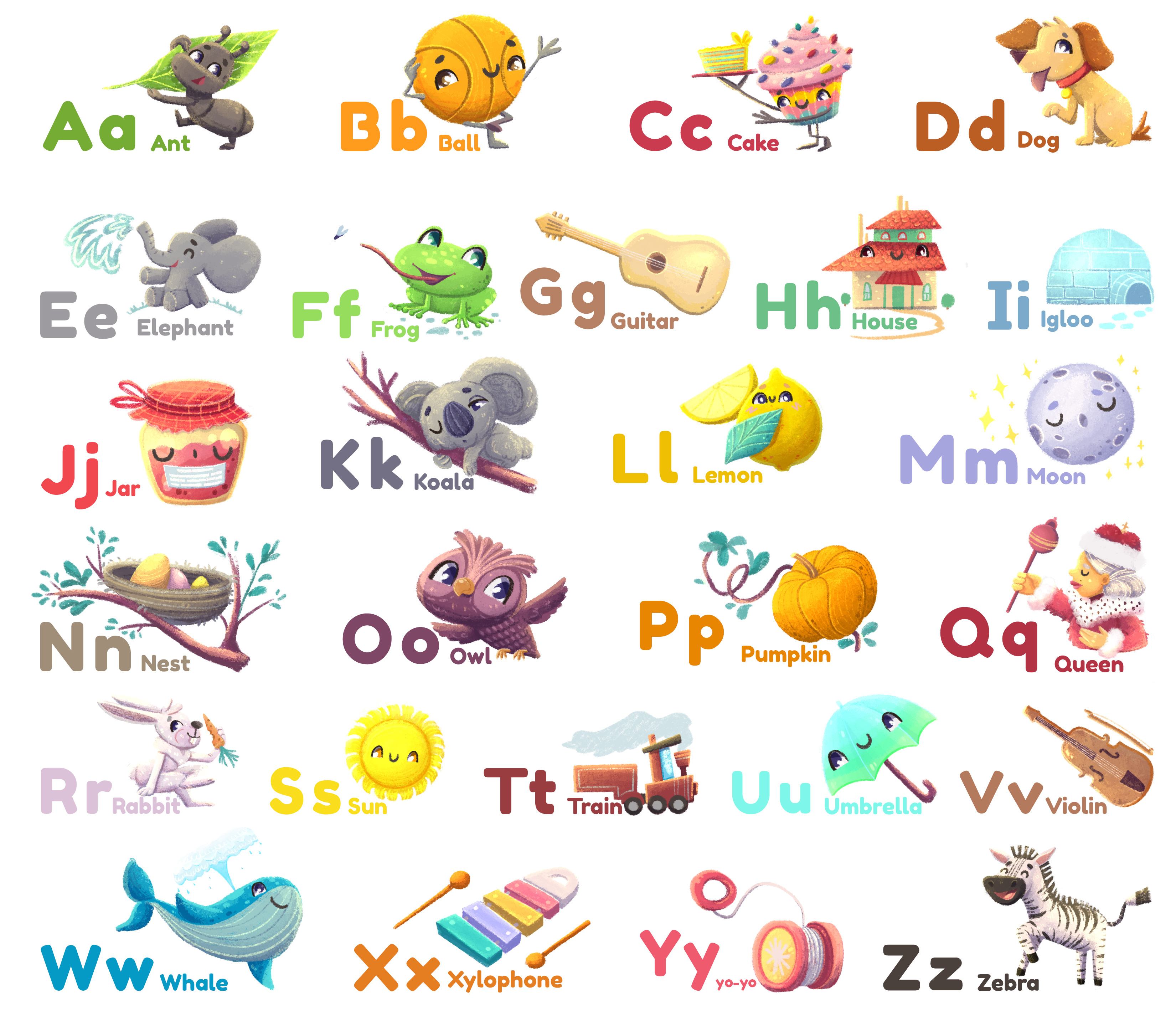 Kid's Alphabet Design and Illustration alphabet book art childrens illustration educational kid art kids educational game