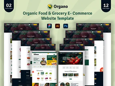 Online Organic Food & Grocery E- Commerce Website 404 error page contact page e commerce figma food delevery full design innerpage landing page online food organic food our team page product design product page service details page testimonial page ui uiux design ux web design