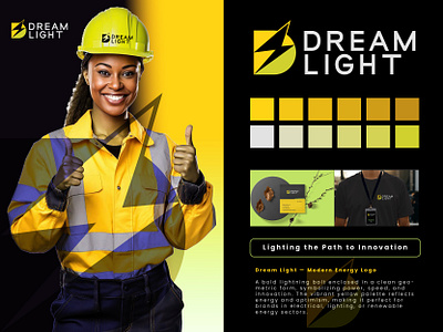 Dream Light logo design for electric brand identity brand kit branding construction logo design dream light logo electric logo graphic design logo minimal modern power logo presentation vector yellow