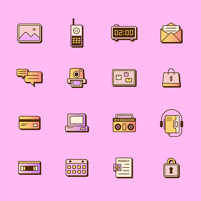 Vaporwave Icons 80s cassette graphic design icons retro vaporwave vhs