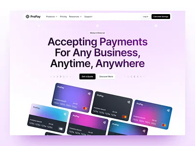 ProPay - Affordable Payment Solutions Website activity design finance financial gradient homepage landing page modern payment saas website