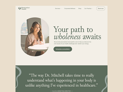 Restoration Health - Naturopathy Clinic Website branding clinic clinician freelance herbal holistic holistic medicine illustration logo medical medical practice medicine nature naturopath naturopathy plants serif font website website design wellness