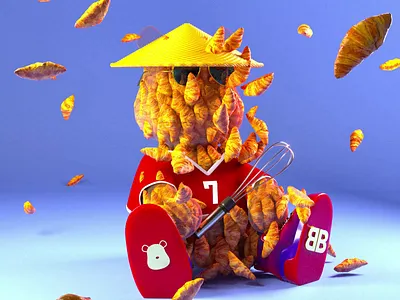 Belly Croissant 3danimation 3dart 3dcharacter 3dcollection 3dillustration 3dmascot 3dmodeling characterdesign charactermodeling digitalart nft nftart nftcharacter nfttoken